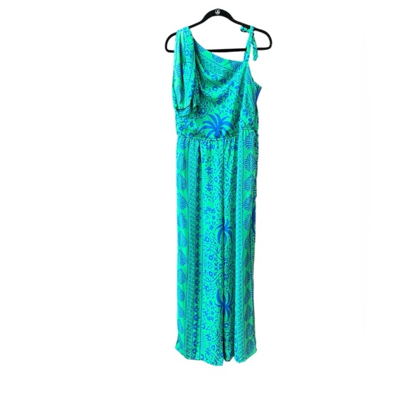 Rabbit Rabbit Rabbit Designs Green Blue Patterned Jumpsuit Size 12 - Picture 2 of 9